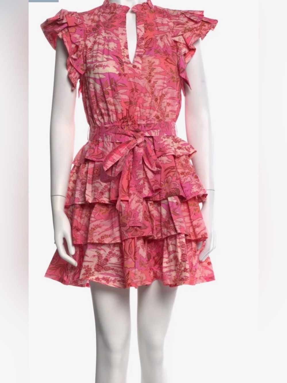 Ulla Johnson Floral Ruffle Mini Dress in Pink Size 2 Like New